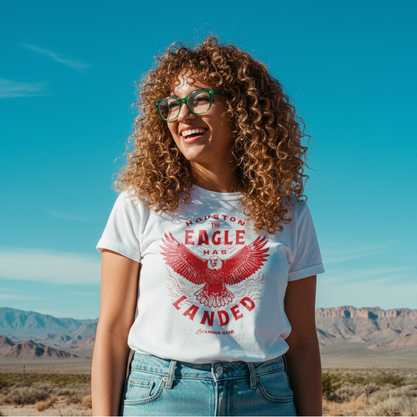 Houston "The Eagle has Landed' graphic Tee—pure Americana.